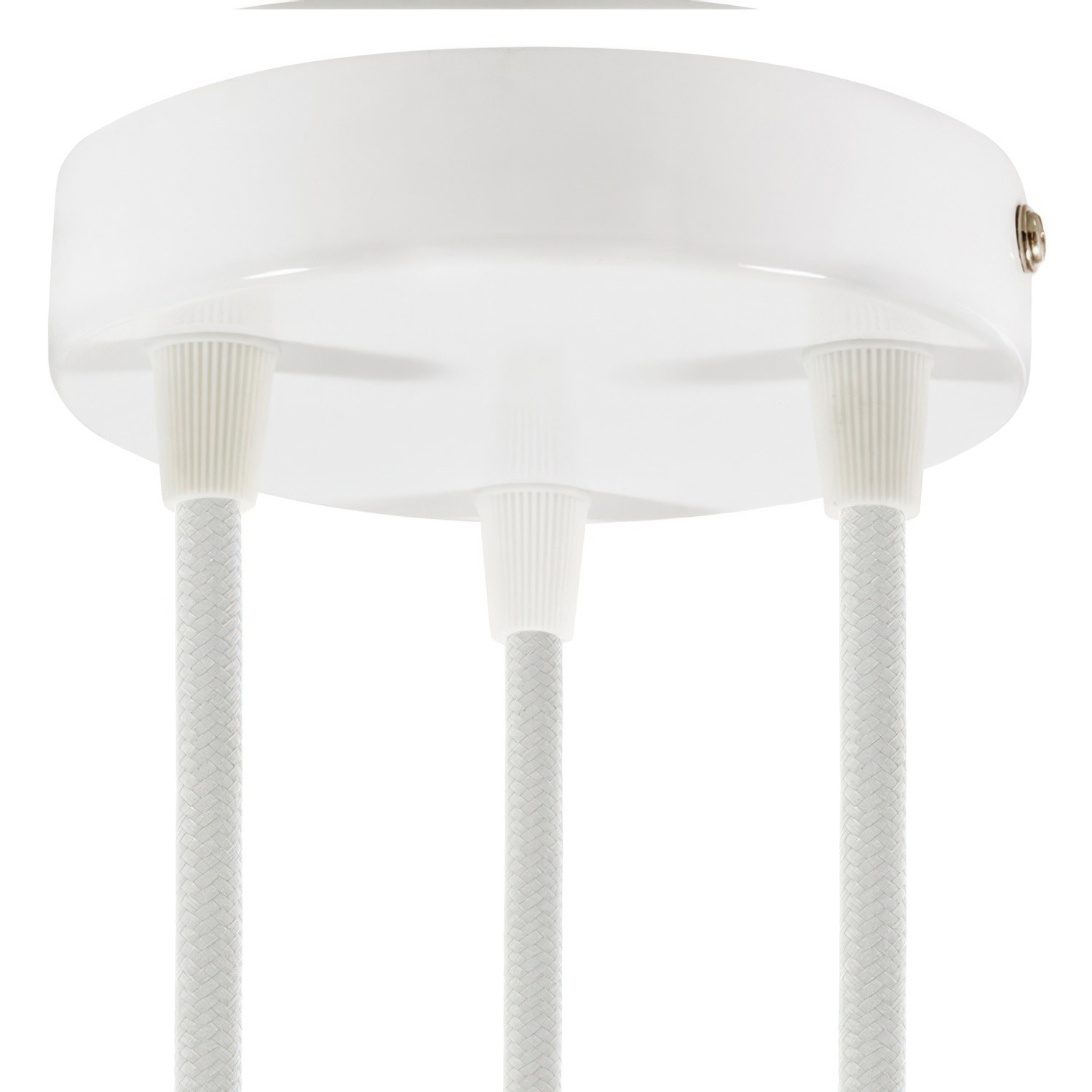 Cylindrical metal 3-hole ceiling rose kit: Gloss White