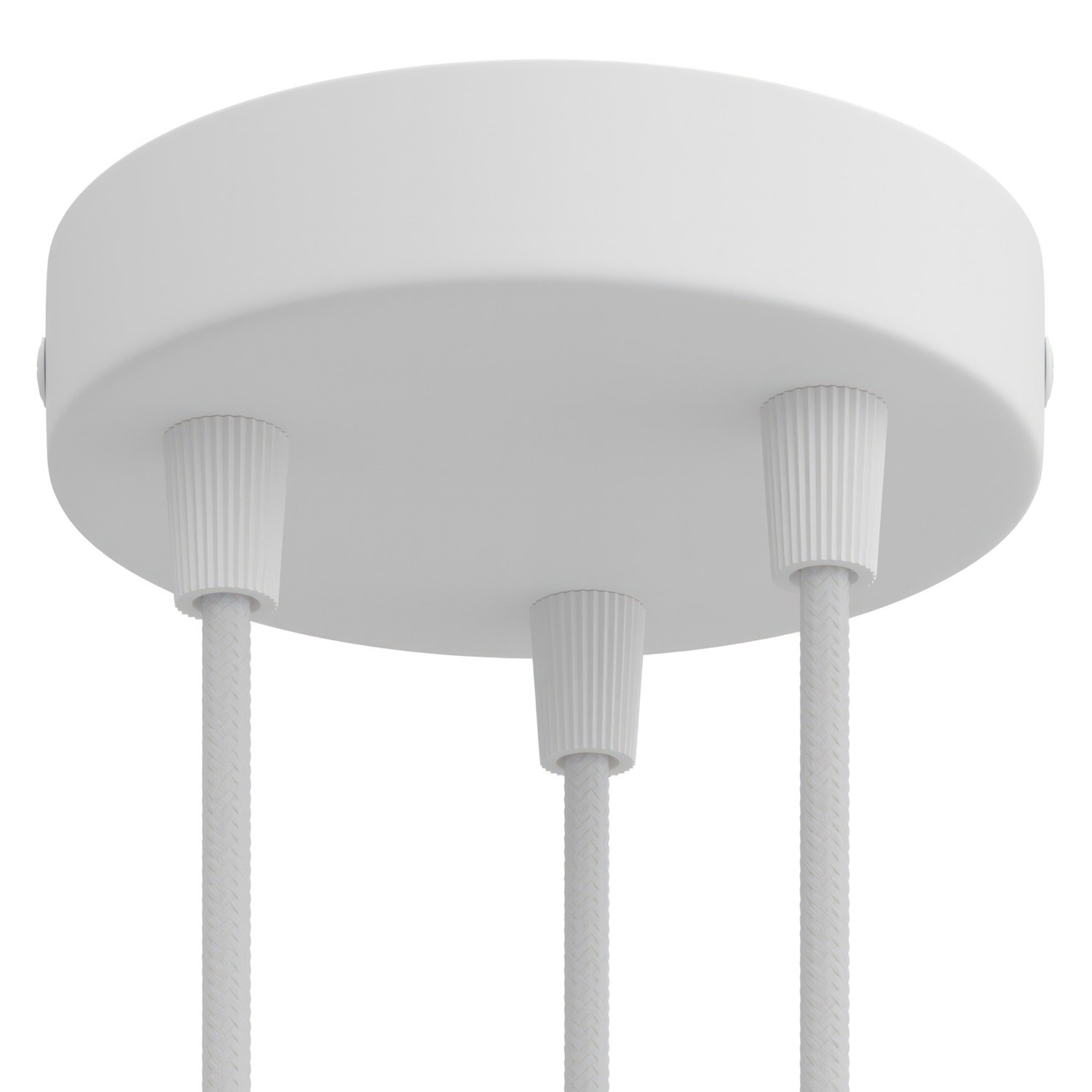 Cylindrical metal 3-hole ceiling rose kit: Gloss White