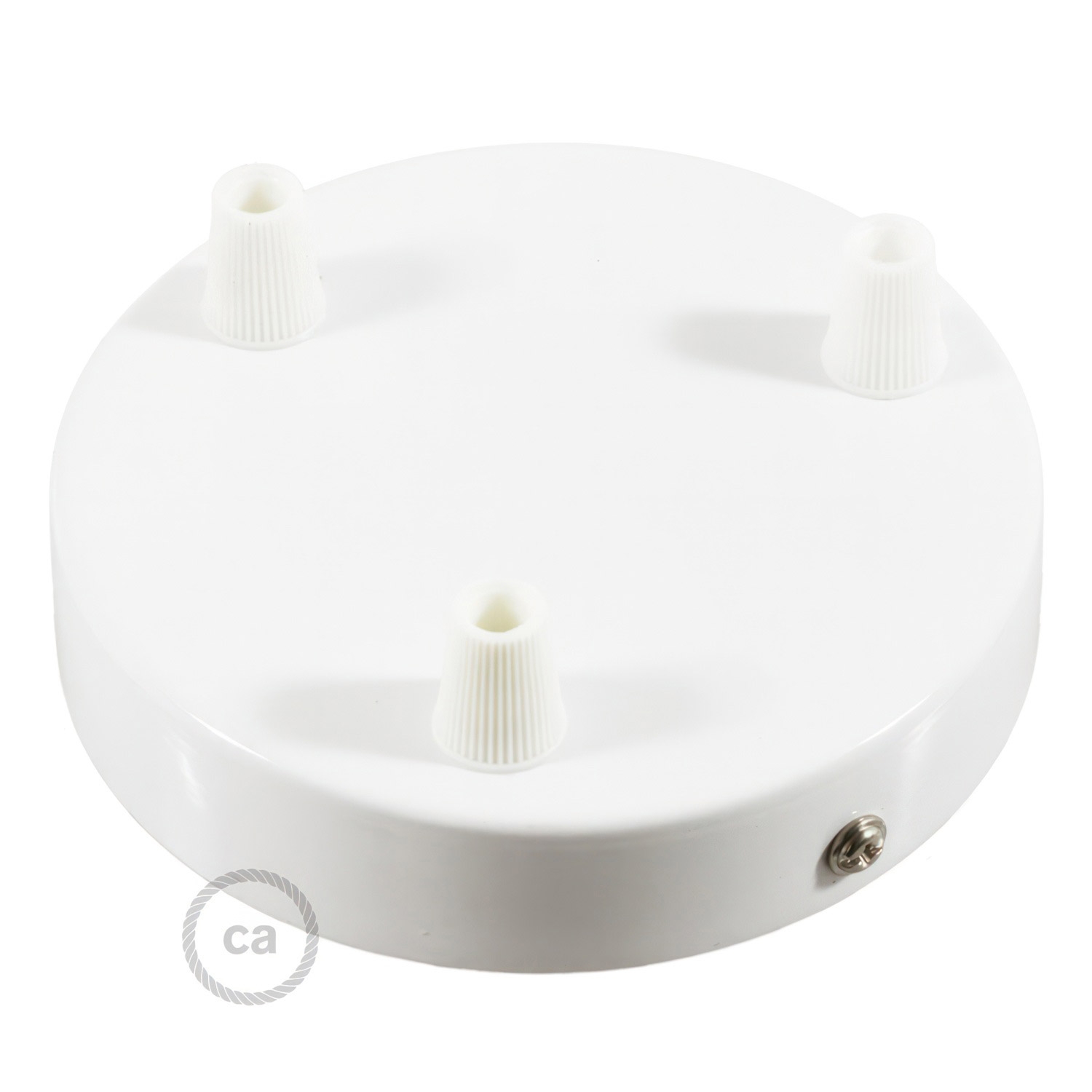 Cylindrical metal 3-hole ceiling rose kit: Gloss White