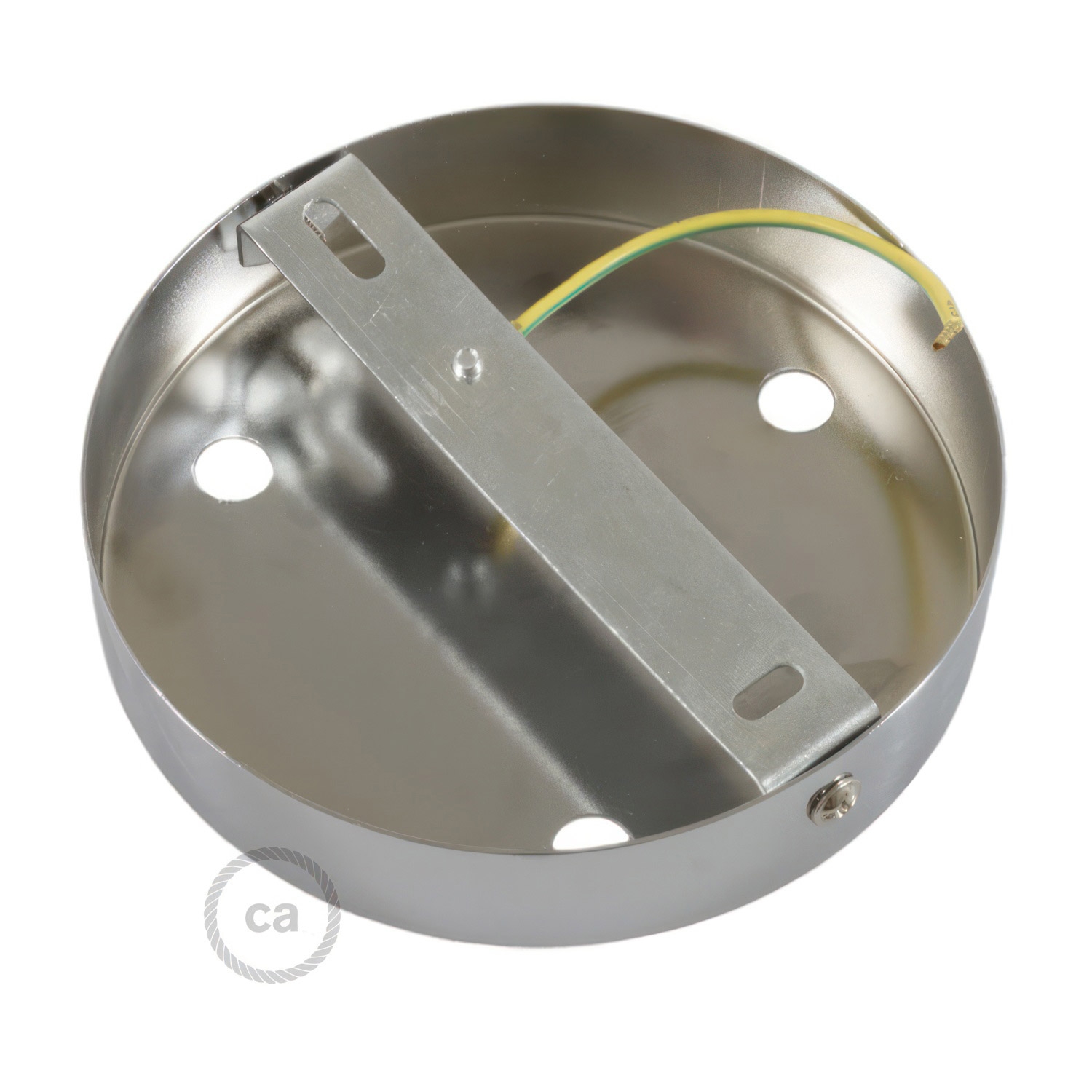 Cylindrical metal 3-hole ceiling rose kit: Gloss White