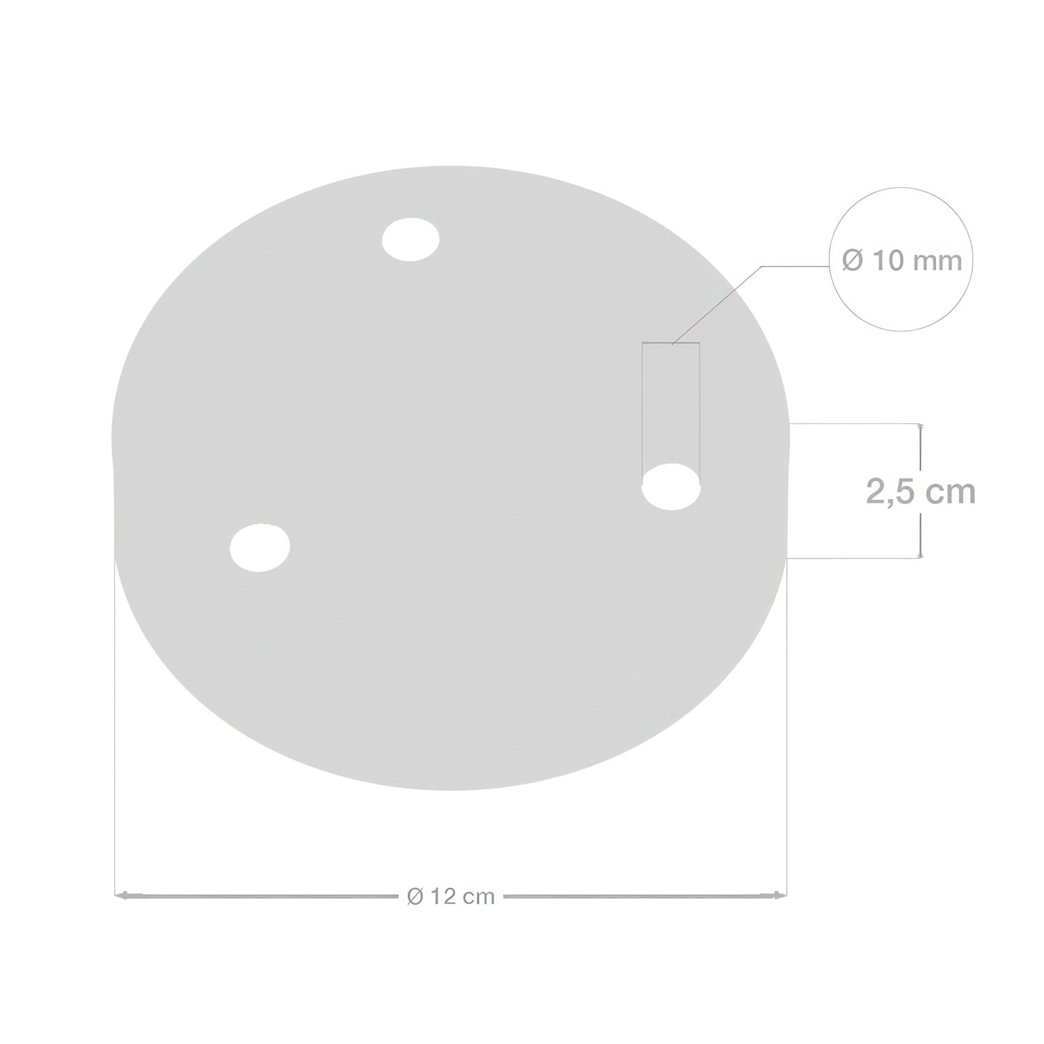 Cylindrical metal 3-hole ceiling rose kit: Gloss White