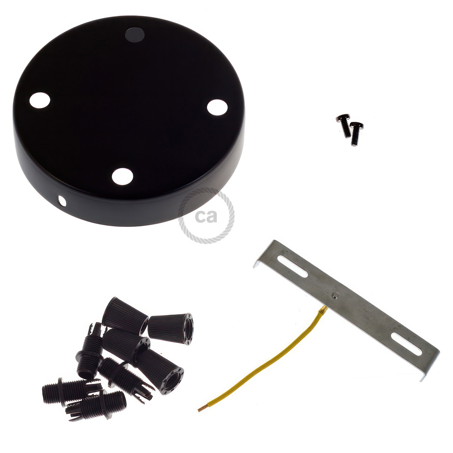 Cylindrical metal 4-hole ceiling rose kit: Gloss White