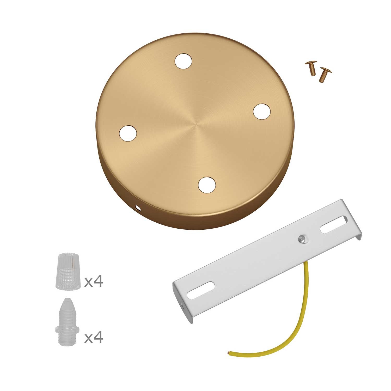 Cylindrical metal 4-hole ceiling rose kit: Gloss White