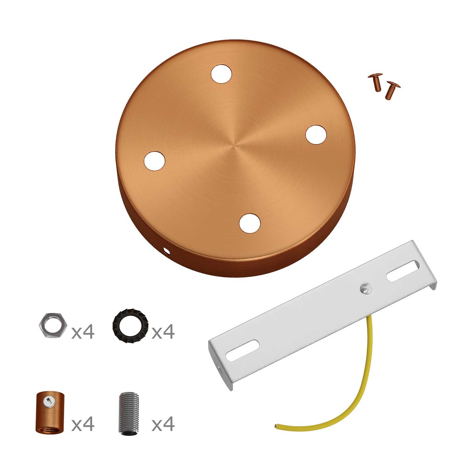 Cylindrical metal 4-hole ceiling rose kit: Gloss White