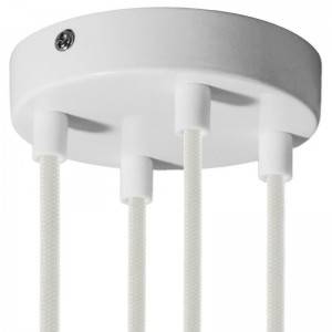 Cylindrical metal 4-hole ceiling rose kit: Gloss White