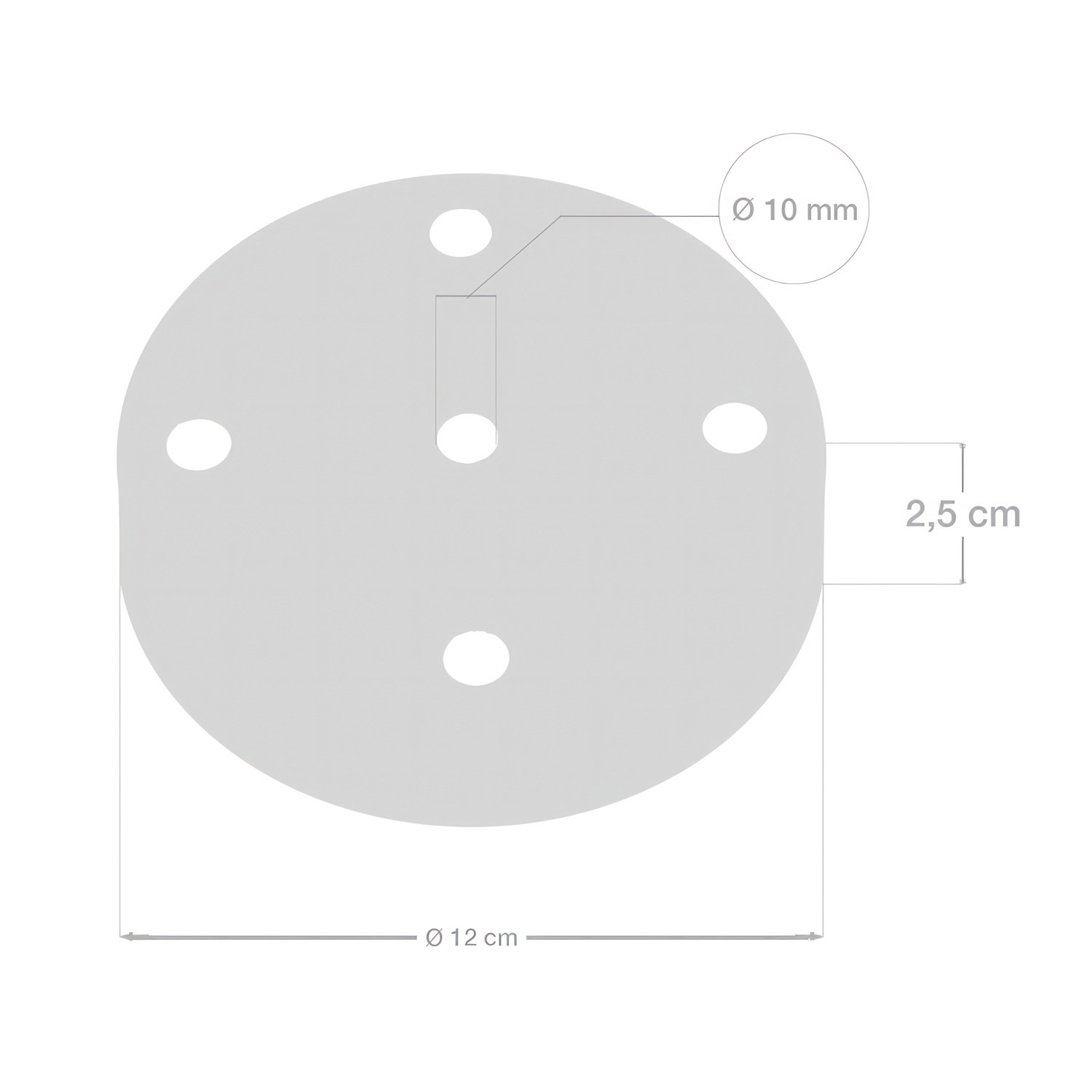 Cylindrical metal 5-hole ceiling rose kit: Gloss White