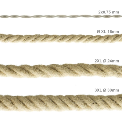 Rope Cable XL, 2XL, 3XL. Rough Jute.