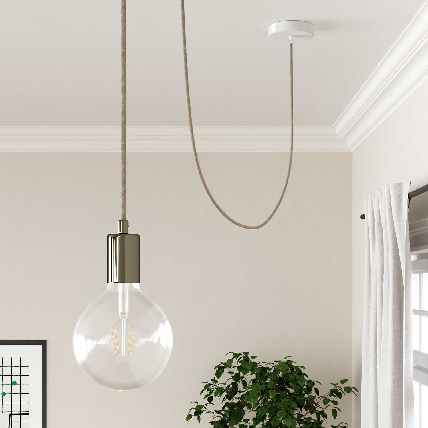 Pendant Light Metal: Cylindrical White