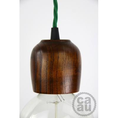 Dark Wood Pendant with Green Twisted