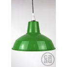 Metal Shade Pendant Green with Grey Linen