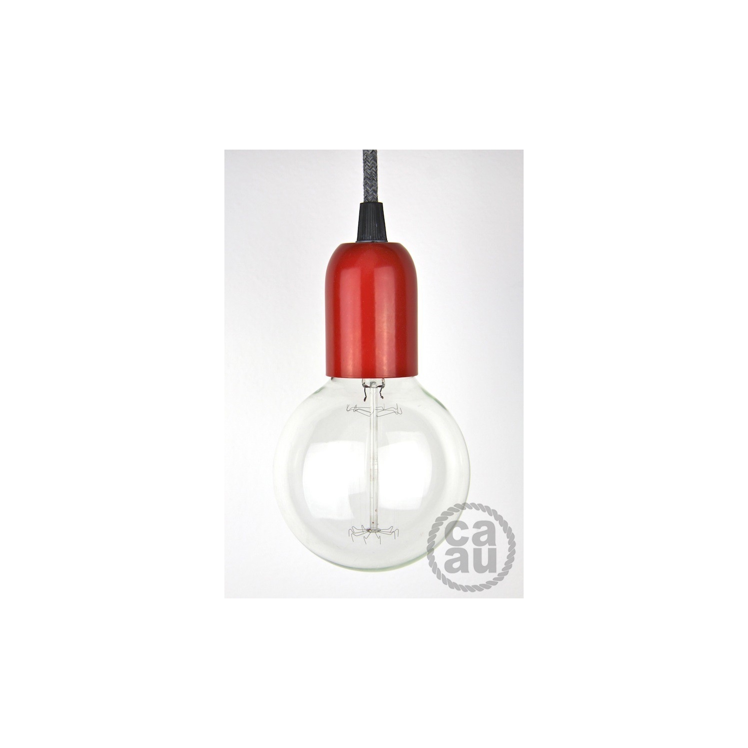 Pendant: Red with Grey Linen Cable
