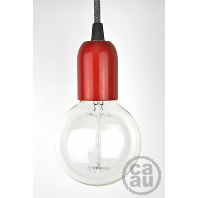Pendant: Red with Grey Linen Cable