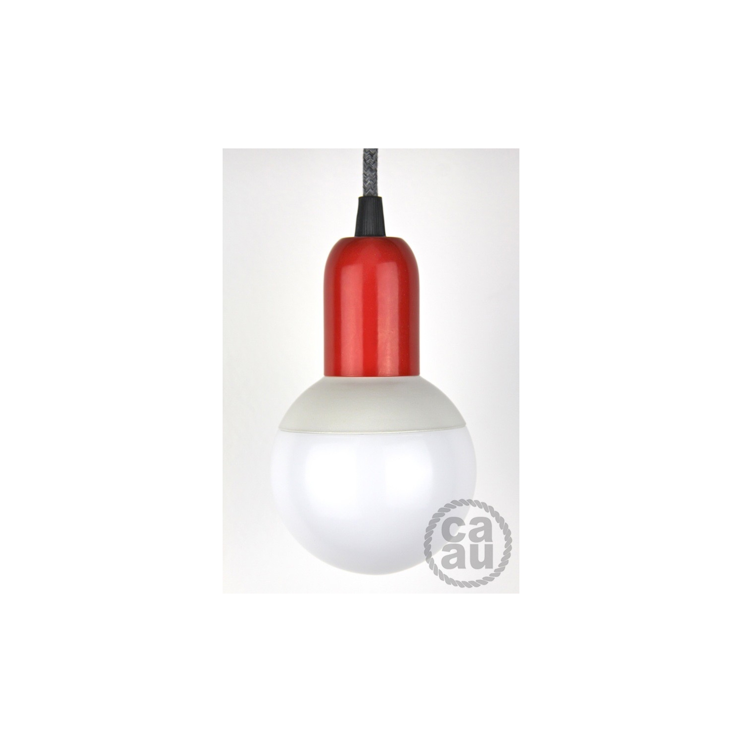 Pendant: Red with Grey Linen Cable