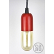 Pendant: Red with Grey Linen Cable